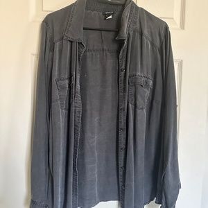 Dark Gray Button Down | Torrid